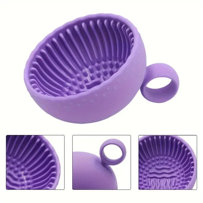Silicone Makeup Brush Cleaner Bowl 1pcs Unscented Brush Cleaning Mat with Scrubber Pad for Eyebrow Blush Facial & Eye Brushes
