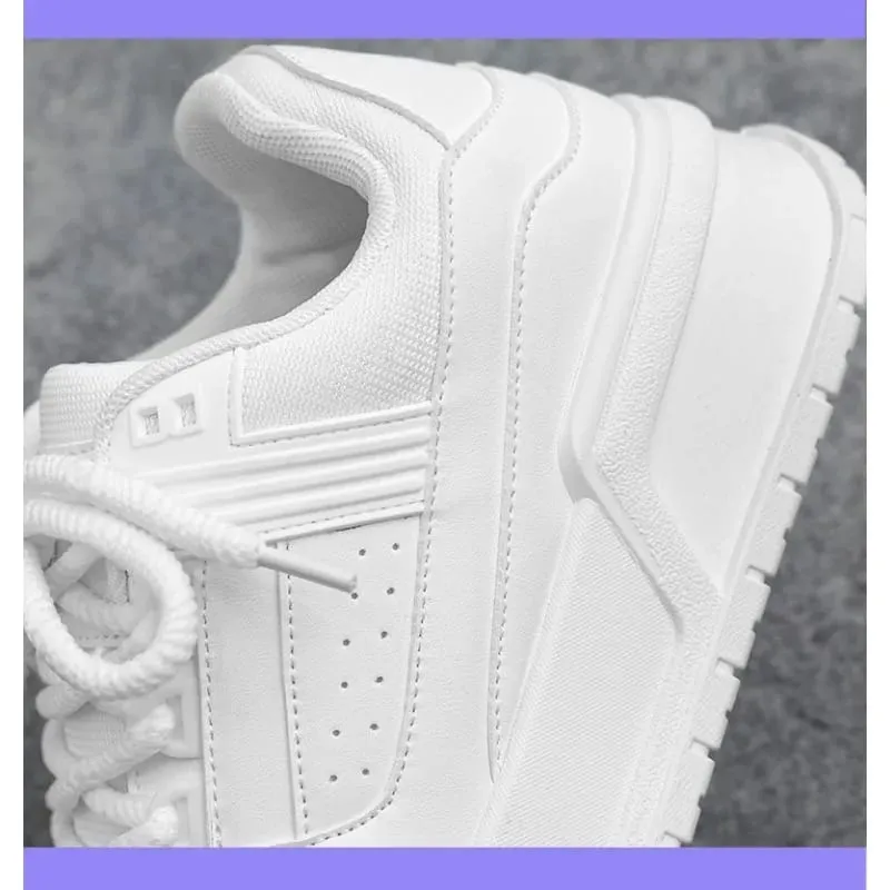 Men's Spring Autumn Unique Design Versatile Casual Pure Black Sneakers Teen Sports Thick Bottom Heightening Trendy Loers