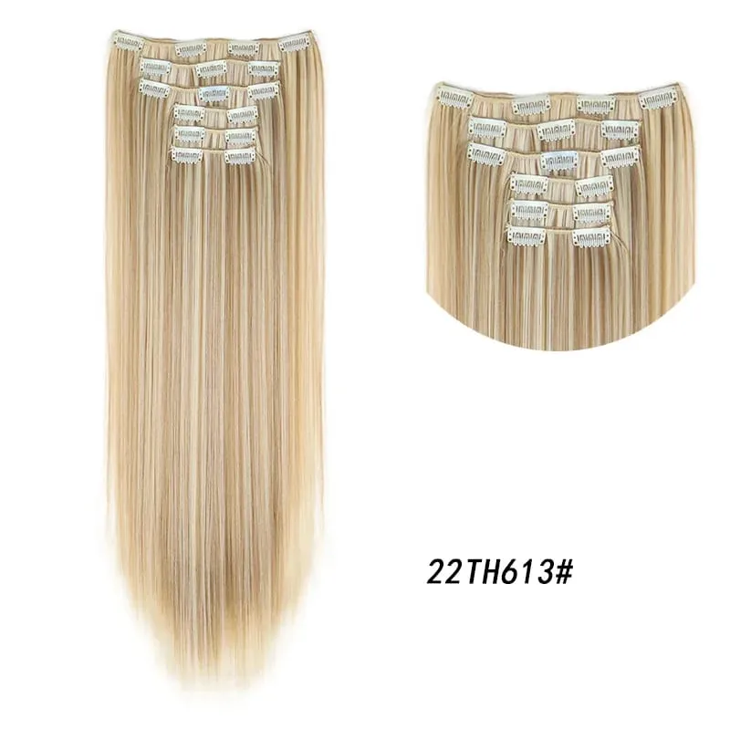 Clips In Hair Extension Long Straight Hair Pieces Clip In Hair Extension 24Inch 6Pcs Synthetic Fake Hair Ppieces For Women