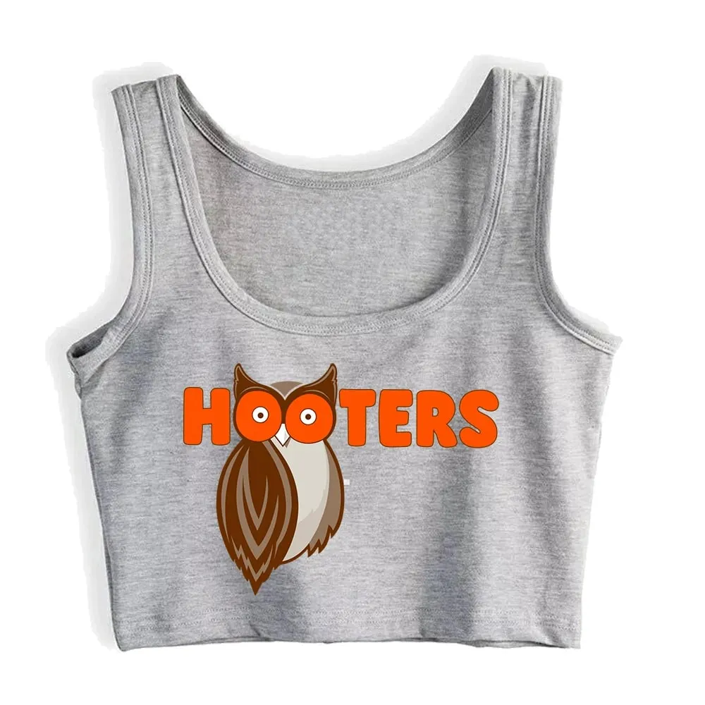 Ske og gaffel Cliparts Hooters Grafik Sexet Slim Fit Crop Top Kvinders sjove fræk Trænings Tanktops Mode Sport Camisole