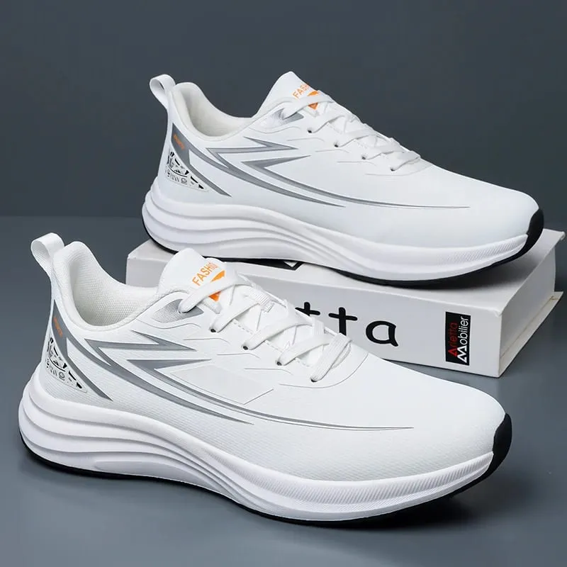 Men Waterproof Leather Running Shoes Lightweight Non‑Slip Casual Sports Shoes Daily Walking Sneakers Male Gym Athletic Trainers