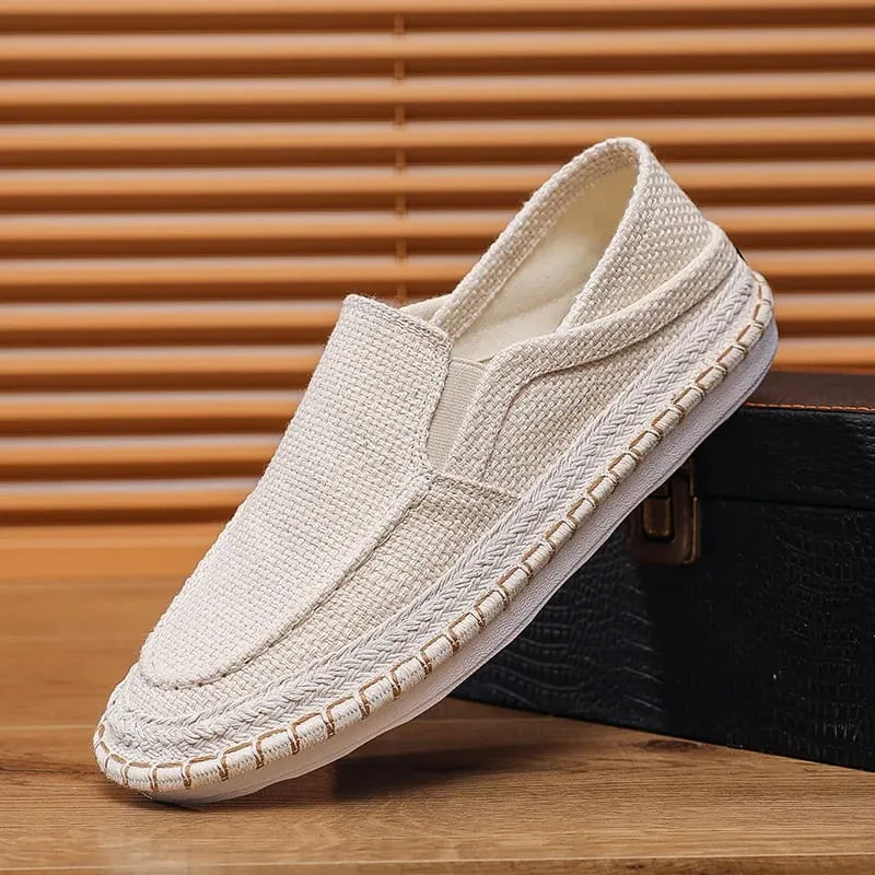 Summer Casual Loafers Men Breathable Slip on Urban Shoes Men Classic Linen Canvas Sneakers Male Light Flats Lazy Shoes Кроссовки — image 3