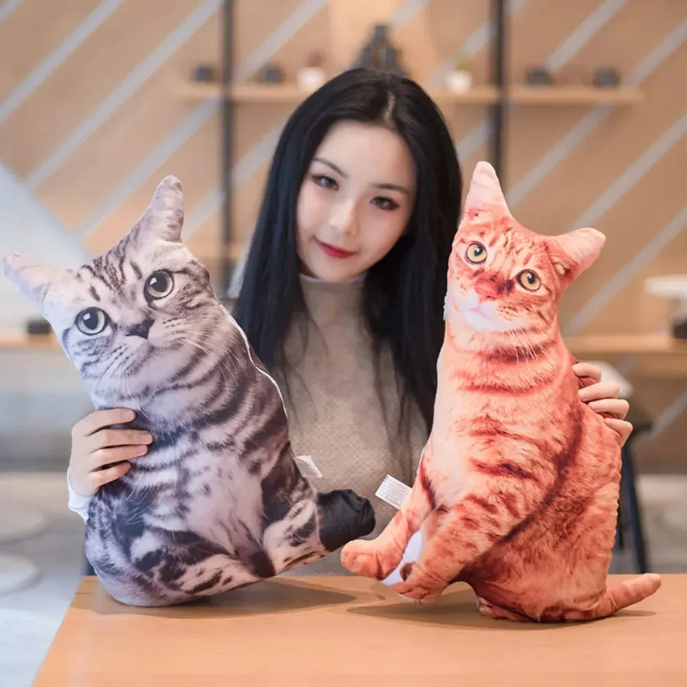 Creative Realistic 3D Cat Soft Simulation Cat Plushie Pillow Cartoon Kawaii Animals Cushion for Girls