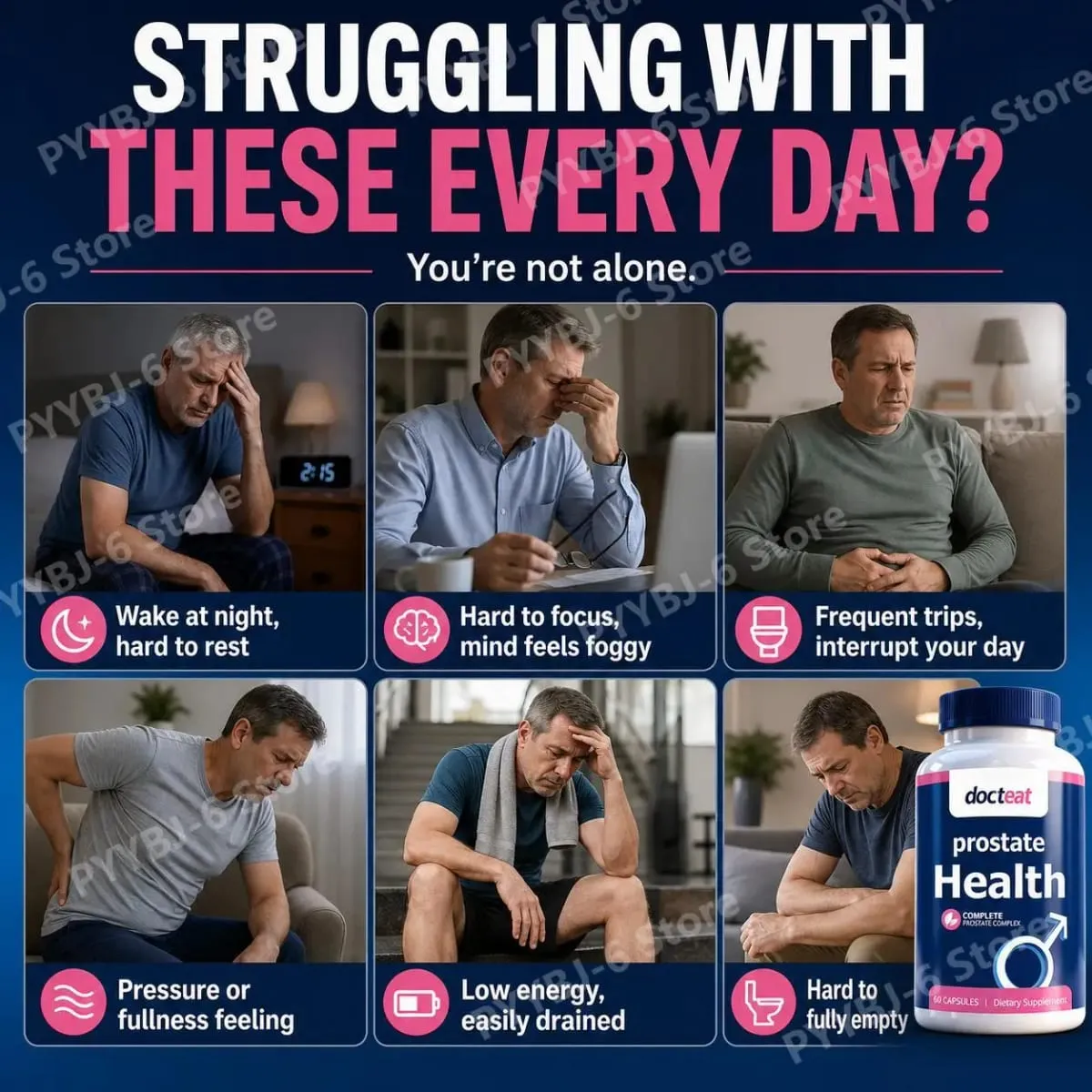 Docteat Prostate Health Capsules with Saw Palmetto Extract Pumpkin Seed Extract Stinging Nettle Root Extract 60 Capsules