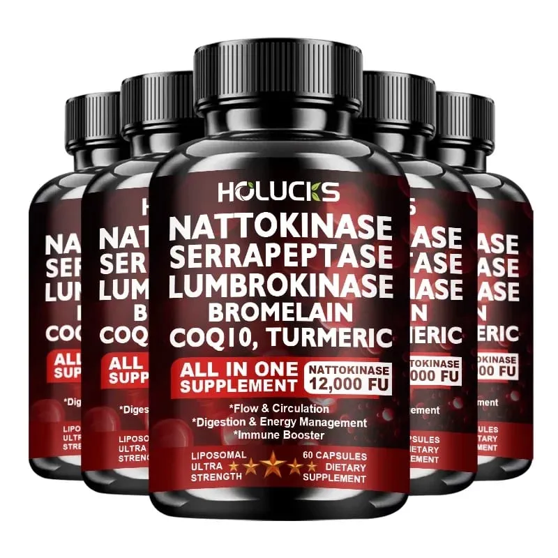 Premium Nattokinase Supplement with Bromelain CoQ10 Turmeric Support Blood Flow Joint Heart Health Antioxidant & Vitality