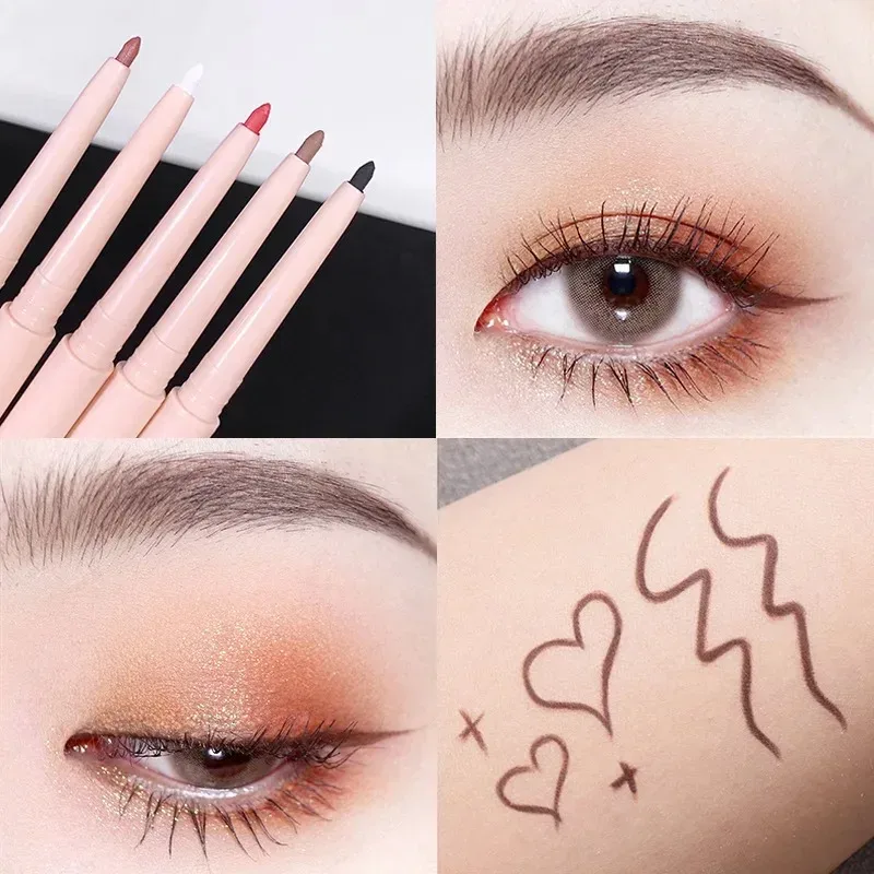 Matte Red Brown Eyeliner Gel Pen Ultra-thin Long Lasting Quick Dry Smooth Colorful Eye Shadow Lying Silkworm Pen Makeup Cosmetic