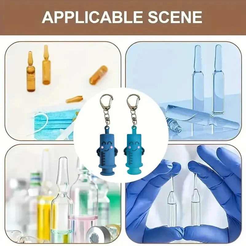 TT1pc For Home Nurses And Doctors Rubber Cutter Aid Medication Vial Breaker Tool Syringe-Shaped Ampoule Bottle Opener Keychain