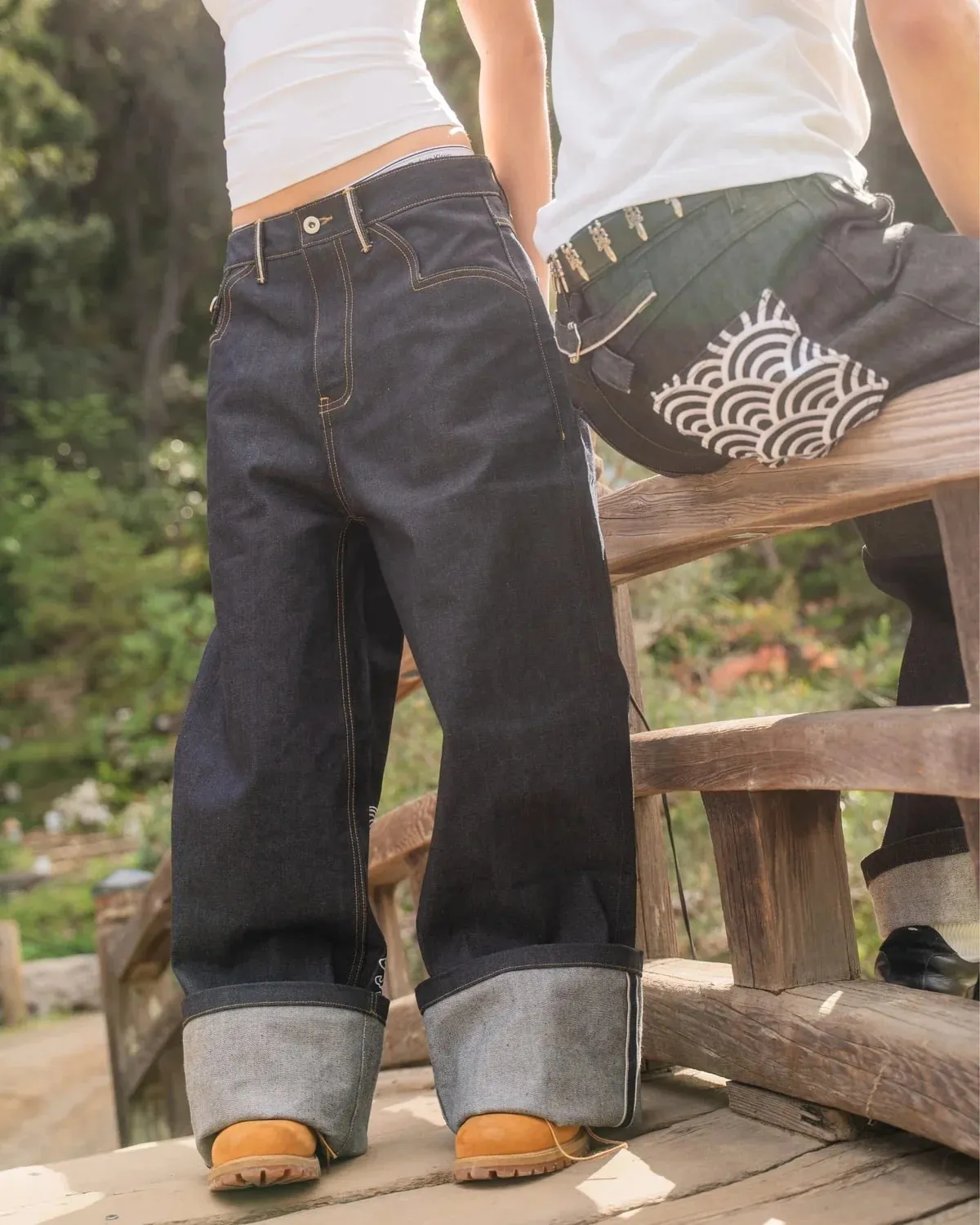 Men Japanese Koi Fish Embroidered Wide Leg Jeans Sukajan Baggy Denim Pants Loose Streetwear Hip Hop Casual Trousers For Male New