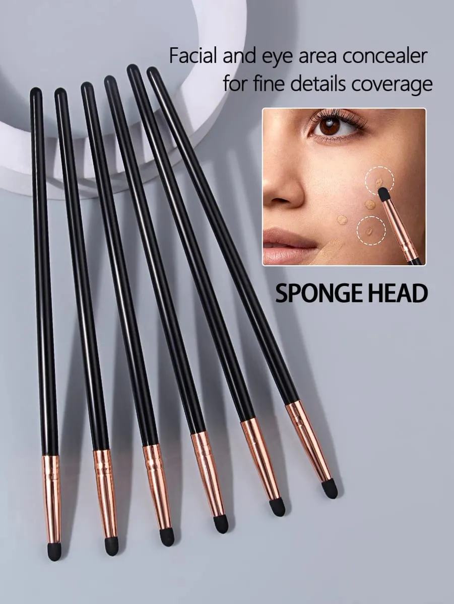 1Pc/6Pcs Sponge Makeup Brush Set Unisex Concealer/Eyeshadow/Tear Trough Brushes for Liquid & Cream Makeup Ideal Cosmetic Gift