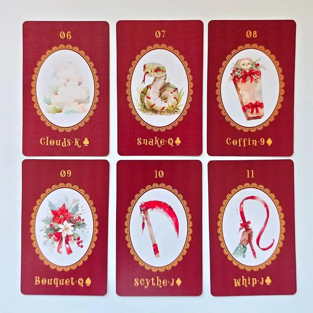 Christmas Carol Lenormand Deck 9*6cm 42 Pcs Cute Christmas-themed Lenormand Cards Printed on 350GSM Double-embossed Cardstock