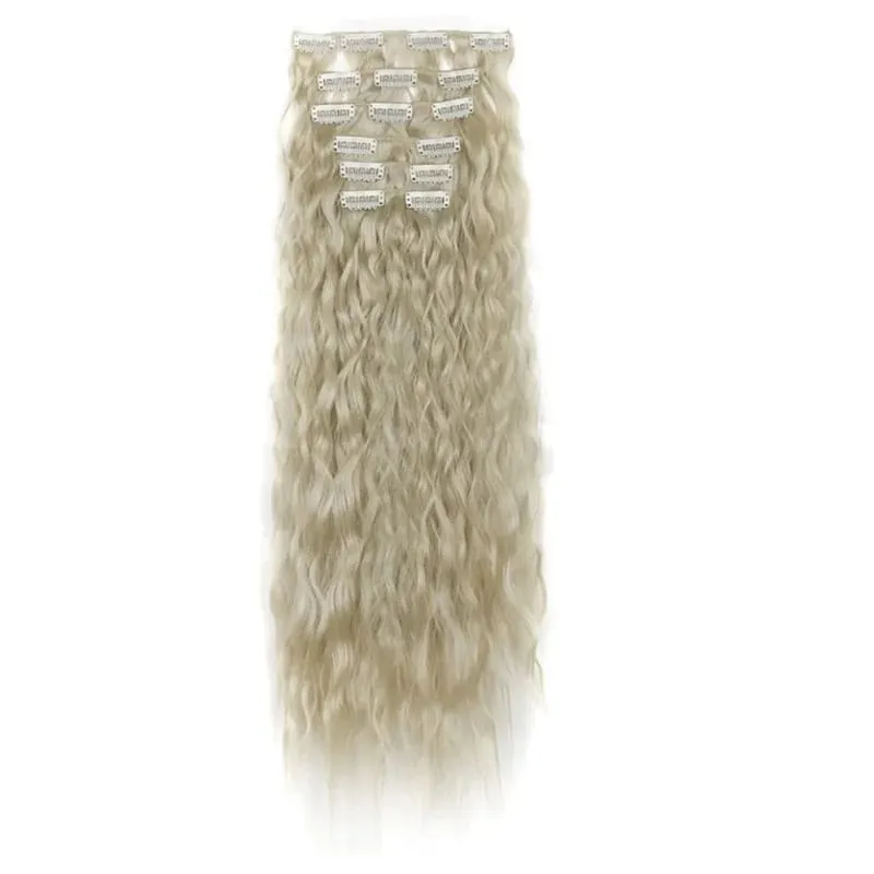 24Inch Synthetic Long Kinky Curly Clip-in Hair Extensions for Women High-Temperature Fiber Fluffy Hairpiece Everyday Wear