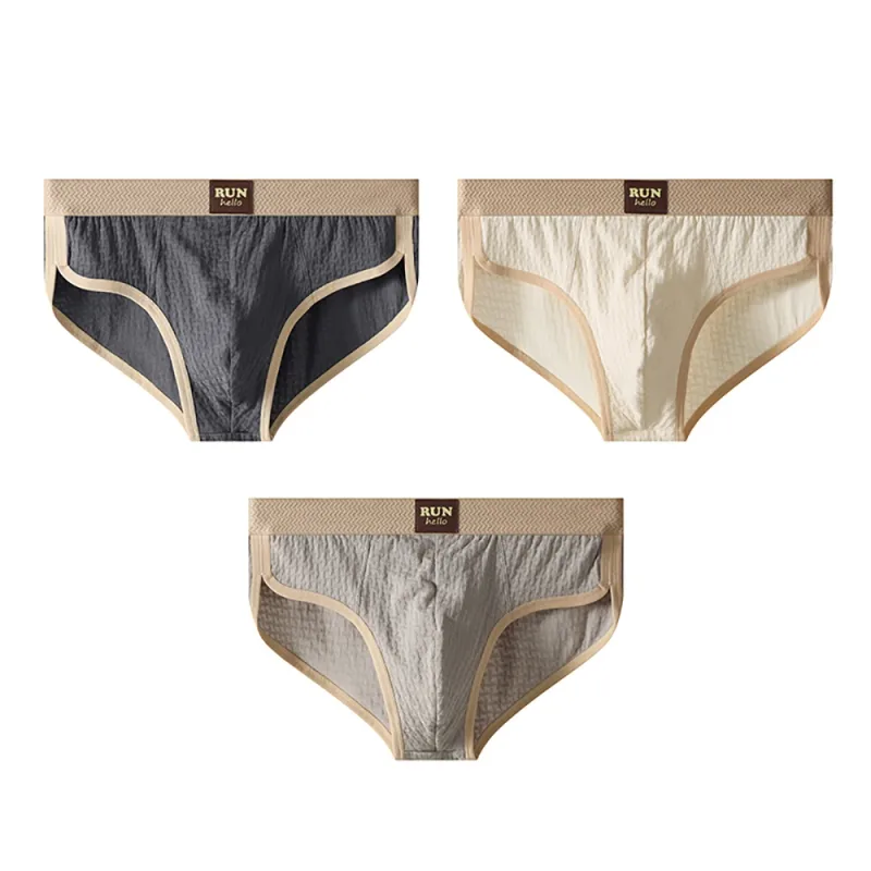 3PCS/Pack 100% Cotton Delicate Jacquard Men's Brief Antibacterial Breathable Crotch Men's Panties Soft Stretch Underwear for Man