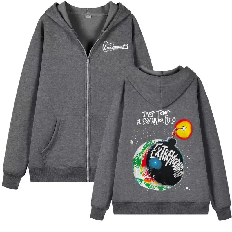 Rock Band Extremoduro Tour 2026 Zip Up Hoodies Men's Fashion Gothic Fleece Sweatshirts Coats Oversized Zipper Hoodie Streetwear