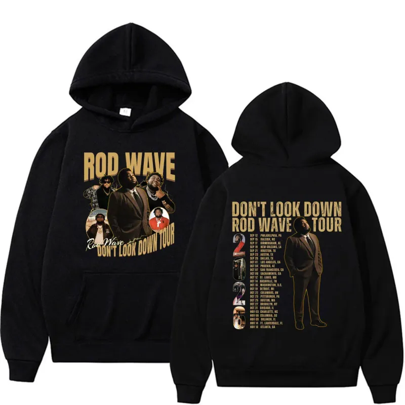 Rod Wave Don't Look Down Tour 2026 Rap Music Hoodies Men's Clothing Harajuku Hip Hop Sweatshirts Casual Fleece Oversized Hoodie — image 1