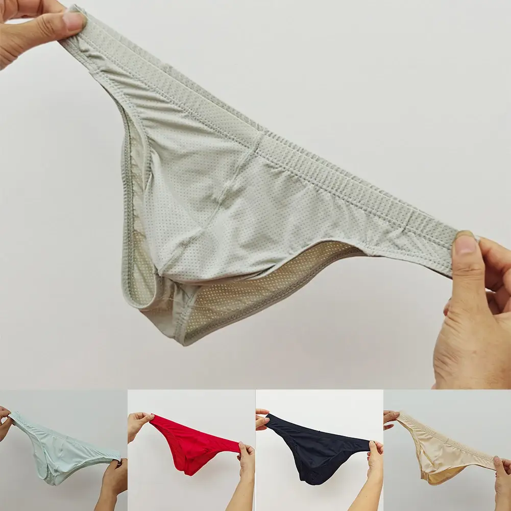 Sexy Skin Color Men Low Waist Mesh Breathable Jockstrap Pouch Half Hip Underwear Briefs Daily Fashion Panties