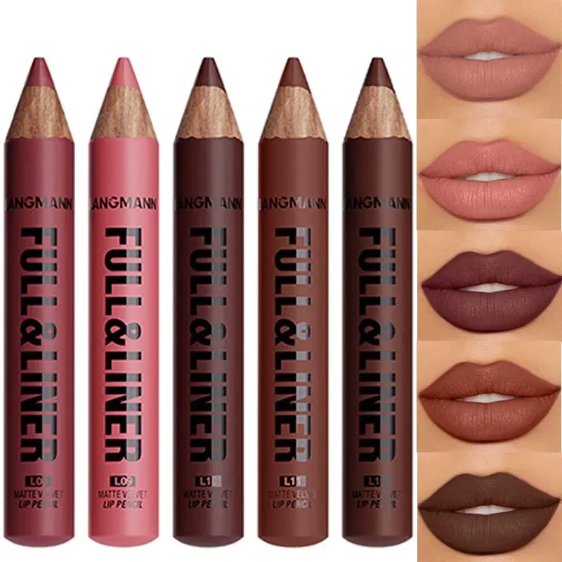 Vandtæt mat lipliner blyant Brun konturfarvet læbestift pen Langtidsholdbar 12 farve træ læbe liner blyant fuldlæbe makeup — image 7