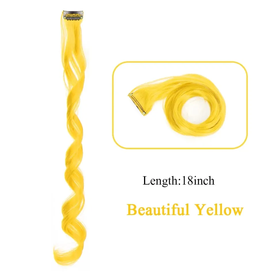 Tổng Hợp Kẹp Trong Một Miếng Nhiều Màu Sắc Làm Tóc Xoăn Tóc Tổng Hợp Miếng 18 "Dài Ombre Tóc Hồng Tím Đỏ xanh Dương