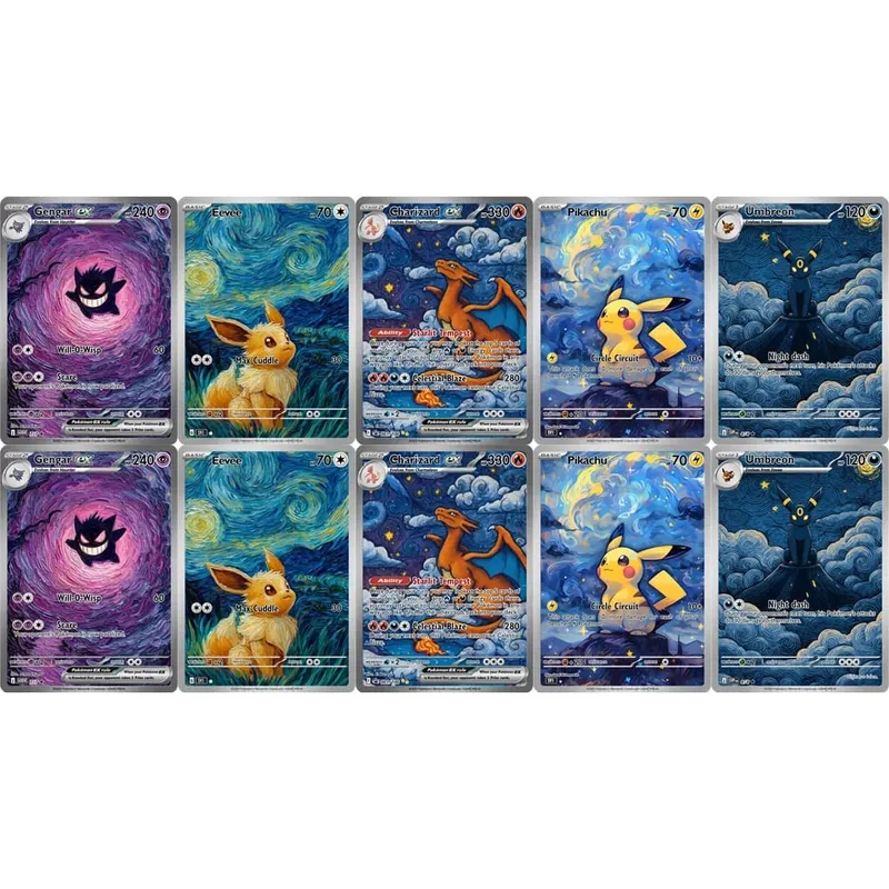 Collection Cards Eevee Gengar Umbreon DIY PTCG Game Cards Shining Creativity Rare Holographic Cards Gift