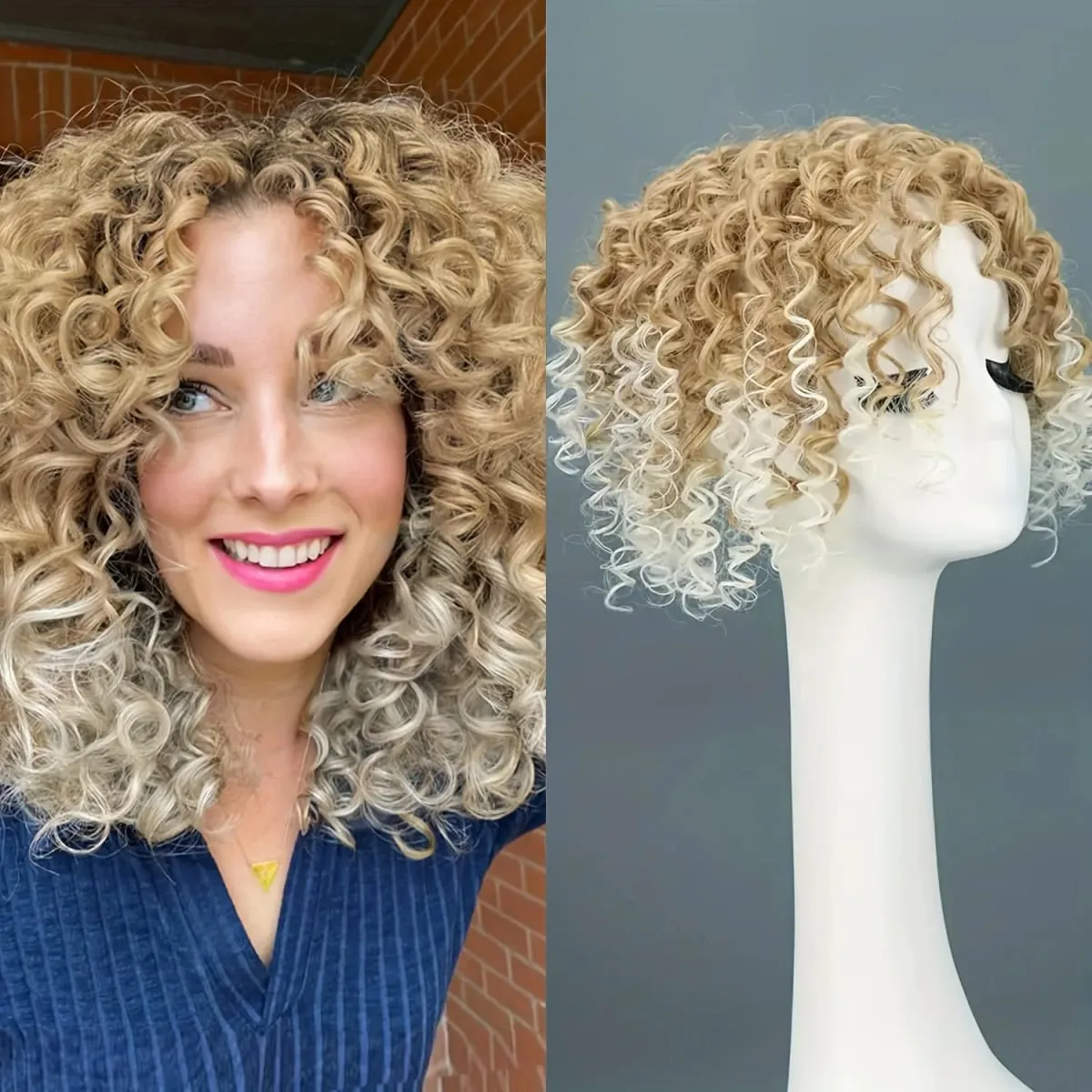 8inch Fluffy Natural Afro Kinky Curly Short Hair Toppers Hairpieces Clip-on Synthetic Hair Pieces for Women with Thinning Hair