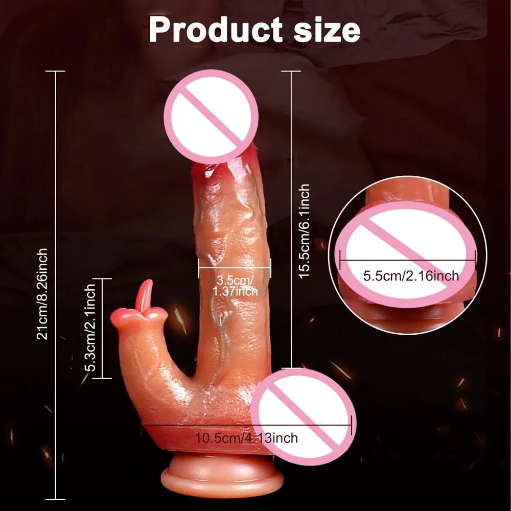 推力假陽具逼真假陽具舌頭舔陰蒂刺激器性玩具振動器陰道肛門 G 點按摩器適合女性情侶
