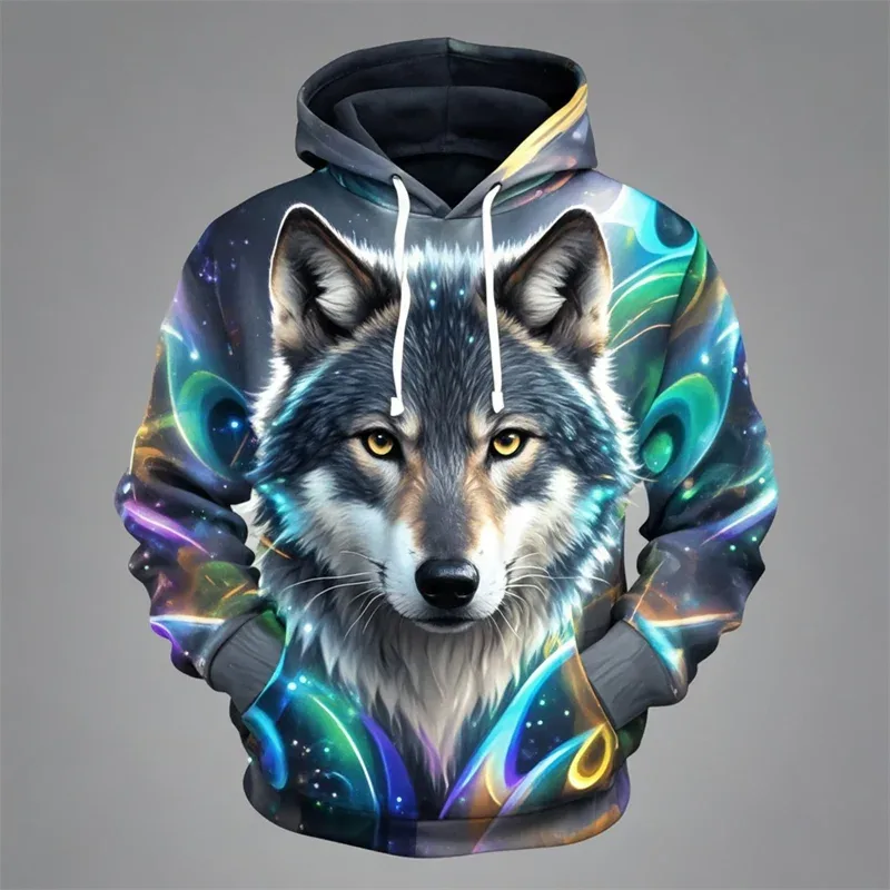 3D Lion Graphic Printed Men's Hoodie Fashion Street Hooded Sweatshirt Summer Autumn Oversized Tracksuit Pullover Casual Hoodies