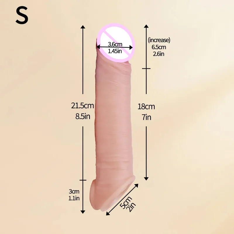 Realistische wiederverwendbare Penishülle aus dünnem Silikon mit Anti-Snap-Ring, Penisvergrößerungs-Extender für Männer, Verzögerung der Ejakulation