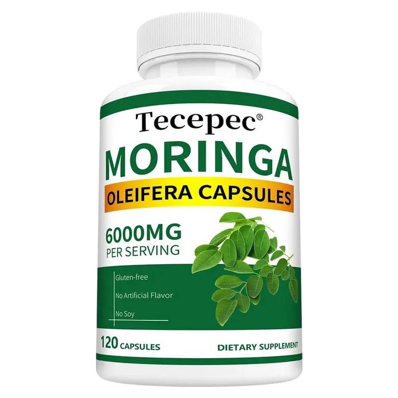Organic Moringa Capsules 6000mg Antioxidant Boost Energy & Metabolism Support Immune Digestive Brain & Heart Health