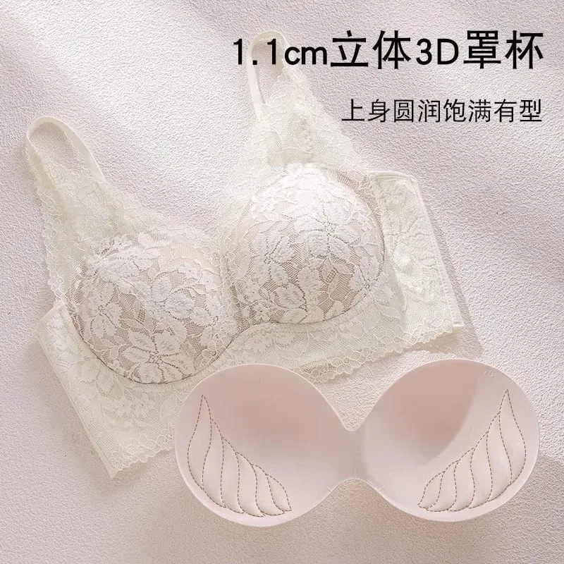 French-style exquisite lace autumn and winter lingerie for women with small busts push-up no underwire anti-sagging seamless