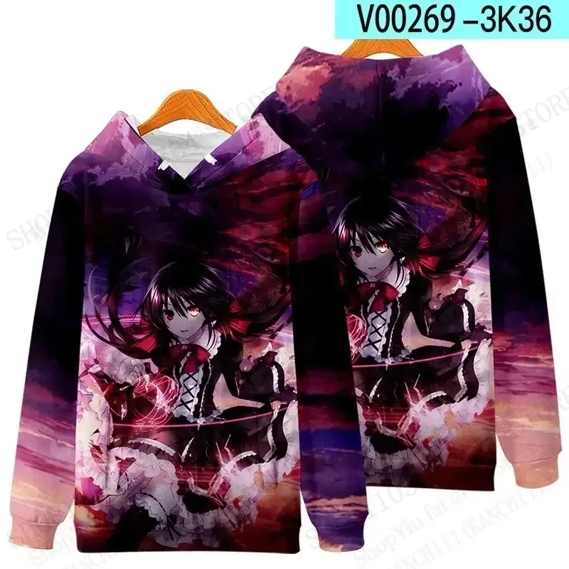 Date A Live Kurumi Tokisaki 3d Print Hoodie Men Women Fashion Cartoon Anime Tracksuit Teens Hoodie Sweatshirt Men Clothes Jacket