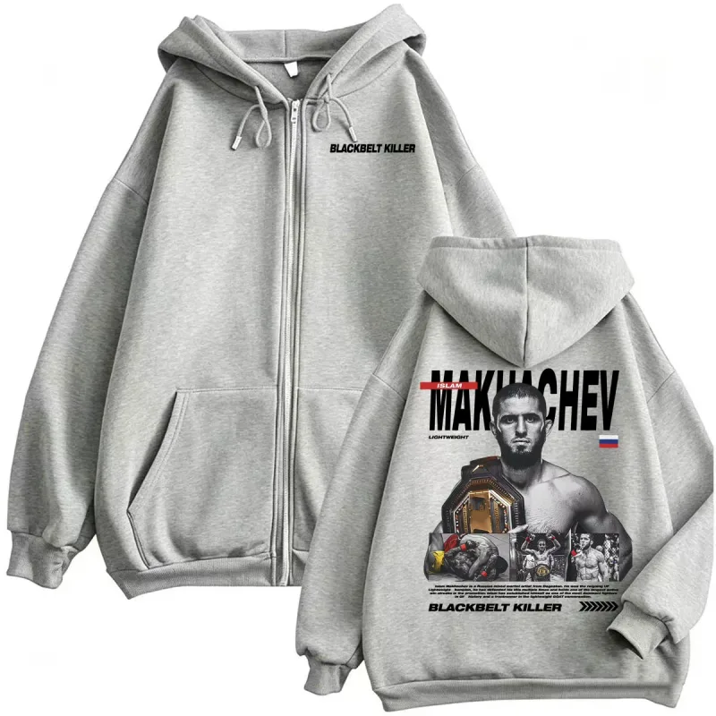 Islam Makhachev Blackbelt Killer Zip Up Hoodies Men Women Fashion Violence Aesthetic Sweatshirt Jacket High Quality Zipper Coats