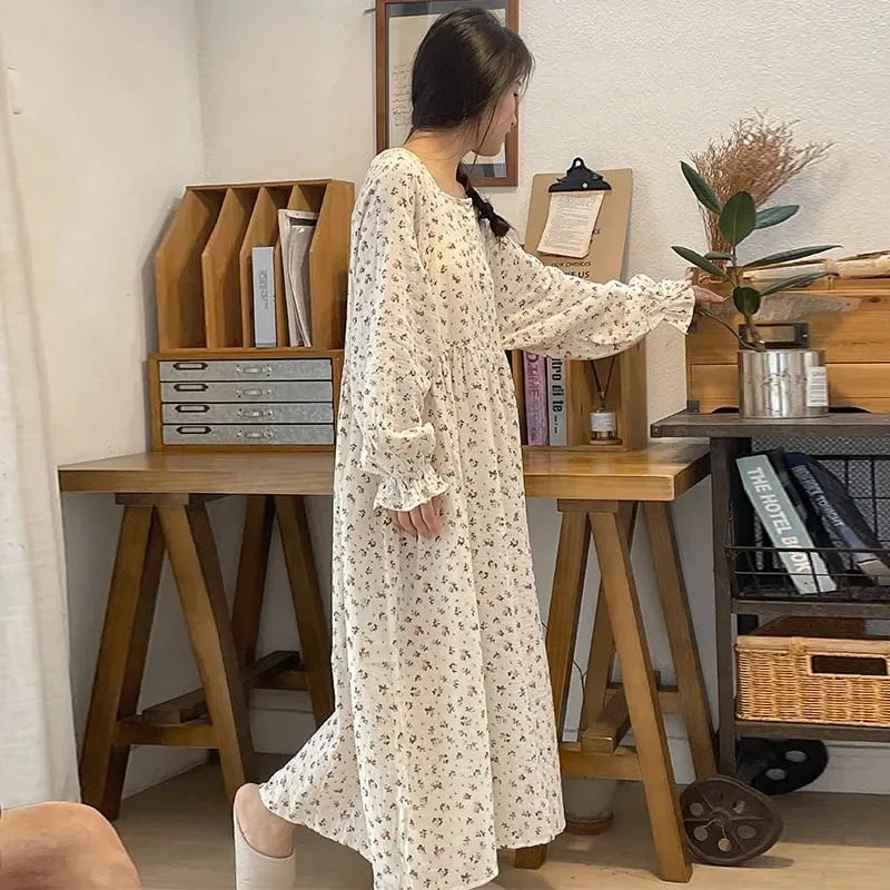 モスリン綿 100% ガーゼ女性のためのドレス長袖ボタンアッププリントファッションカジュアルシックな特大ルーズ女性 Vestidos Mujer
