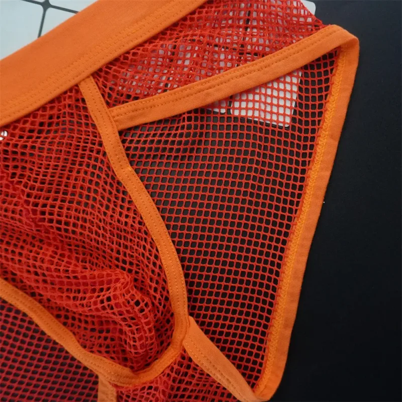 Plus Size Mesh Underwear Men Transparent Large Fishnet U Pouch Briefs Male Low Waist Solid Color Sexy Perspective Male Panties
