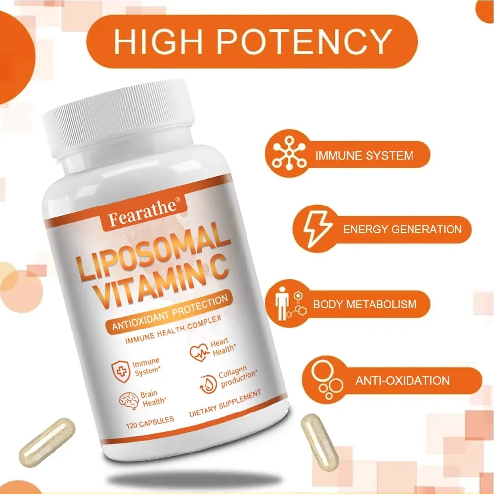 Natural Liposomal Vitamin C - Immune System & Collagen Booster High Absorption Skin Vitamins Vegeterian Vegan Non-GMO