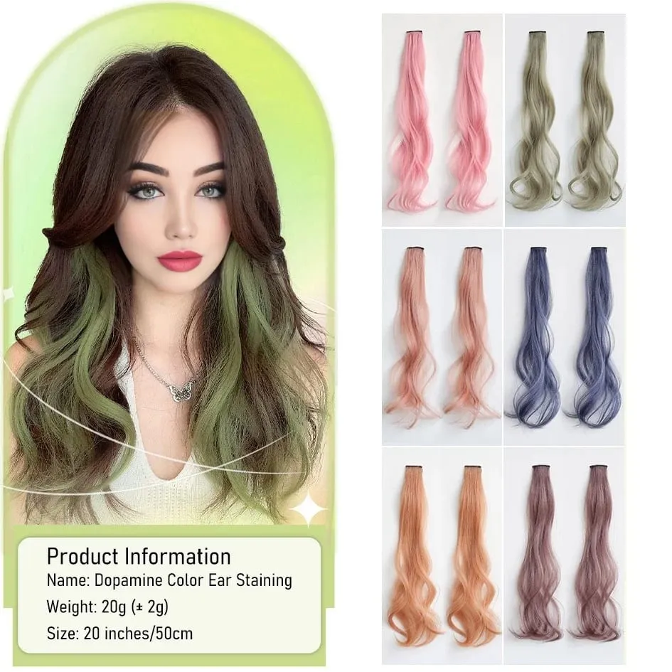 Sintetikong 2 Piraso/Set 50cm May Kulay na Curly na Mga Extension ng Buhok na Water Wave Pink/Blue/Purple Halloween/Christmas Wig