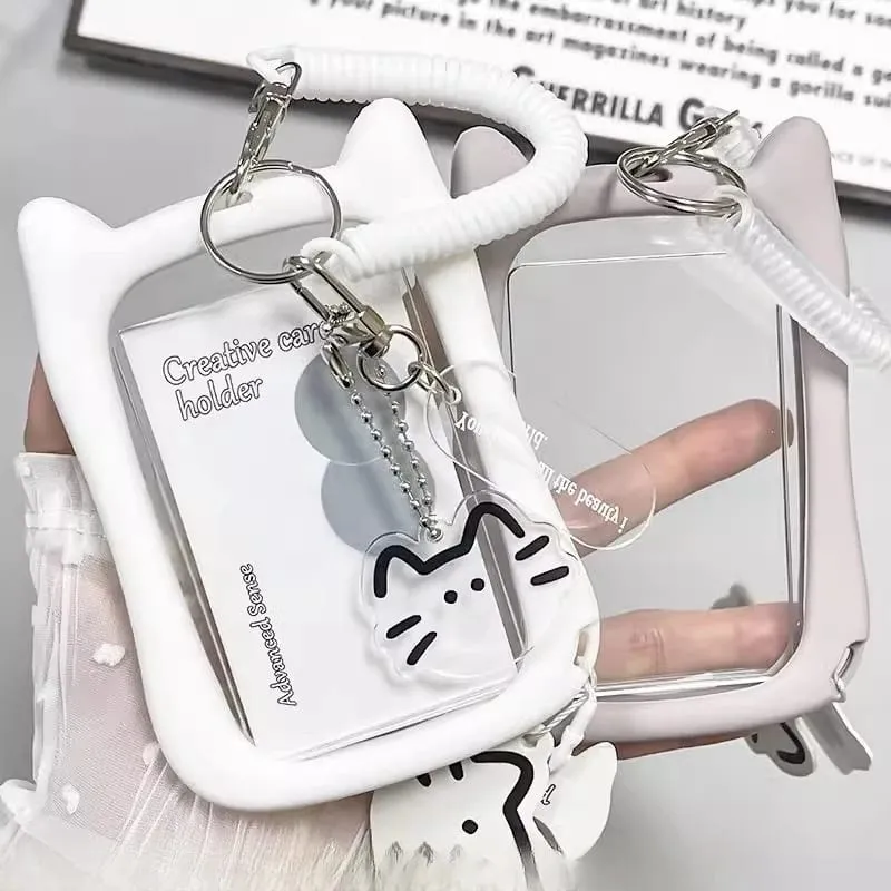 Fofo porta-chaves para cartão fotográfico - porta-cartões de PVC transparente com chaveiro para mochila capa protetora para presente de foto de ídolo para colecionadores de fãs