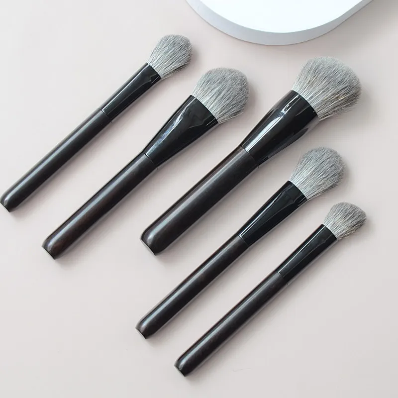 Lynx Hair Saibikoho Goat Hair Blue Squirrel Hair Powder Blush Highlighter Eye Shadow Brush Ebony Wood Handle Makeup Brushes