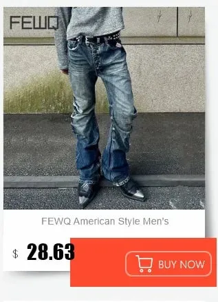 Amerikai stílusú férfi farmer nadrág mosógombos kivitel, redőzött bő farmer kontraszt színű alkalmi férfi alsó vintage 4K5156