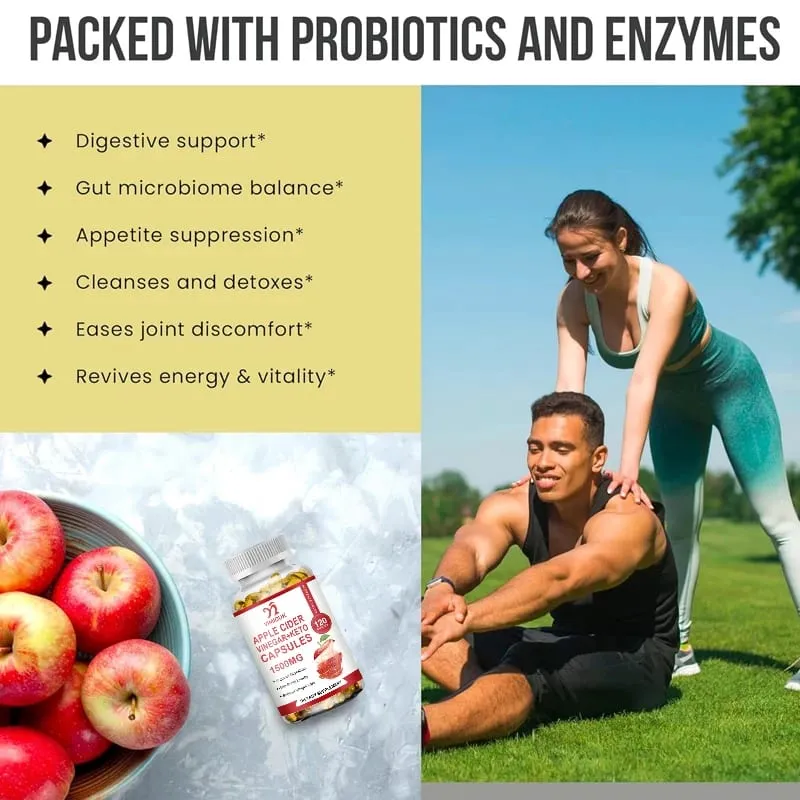 Apple Cider Vinegar Supplements with Mother - 1500 mg - ACV Capsules for Digestion Keto Cleansing and Balanced Nutrition