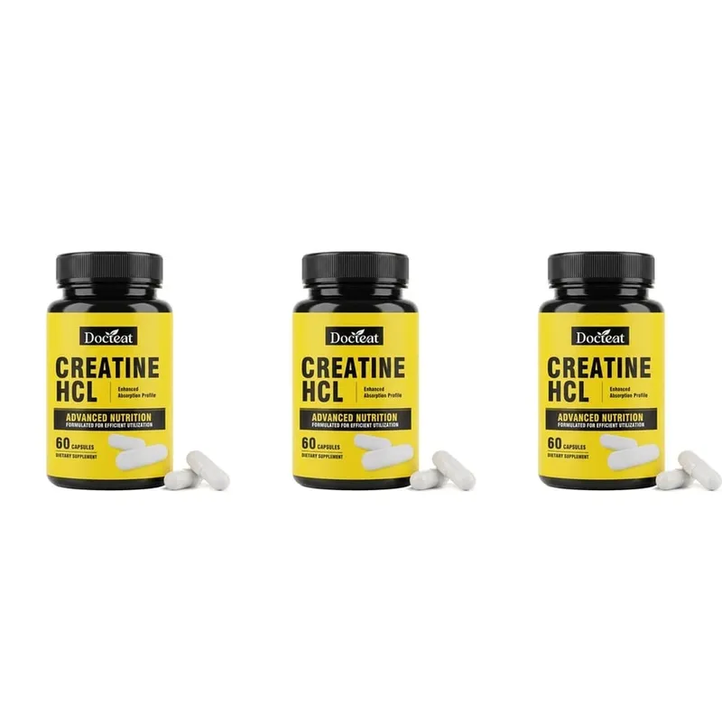 Docteat Creatine HCL Capsules with Vitamin B6 B12 & Cinnamon for Muscle Energy & Performance Support Adults 60 Capsules