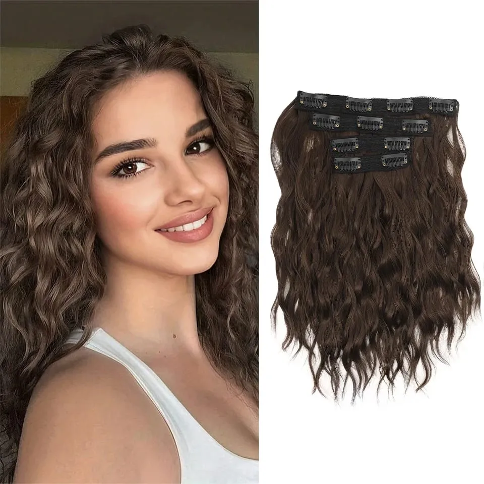 12 inch Four Piece Water Ripple Short Roll Clip Hair Extensions Suitable For Women's Daily Gatherings Gestivals And Celebrations
