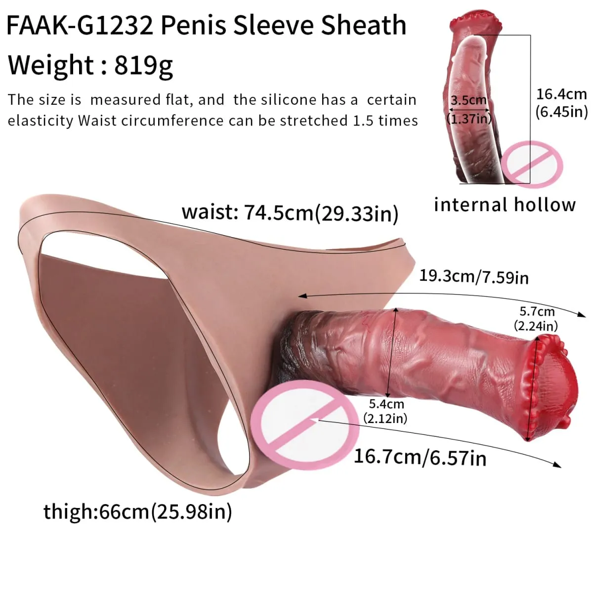 Reusable Hollow Penis Sleeve Pants насадка на член Realistic Male Dick Extender Sex Toys Couples Sex Pleasure Products