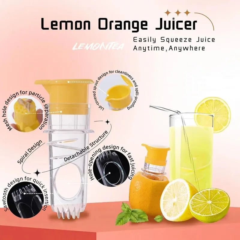 Portable Lemon Squeezer with Filter Manual Citrus Juicer Mini Orange Extractor Freshness Preserving Kitchen Juices Reamer