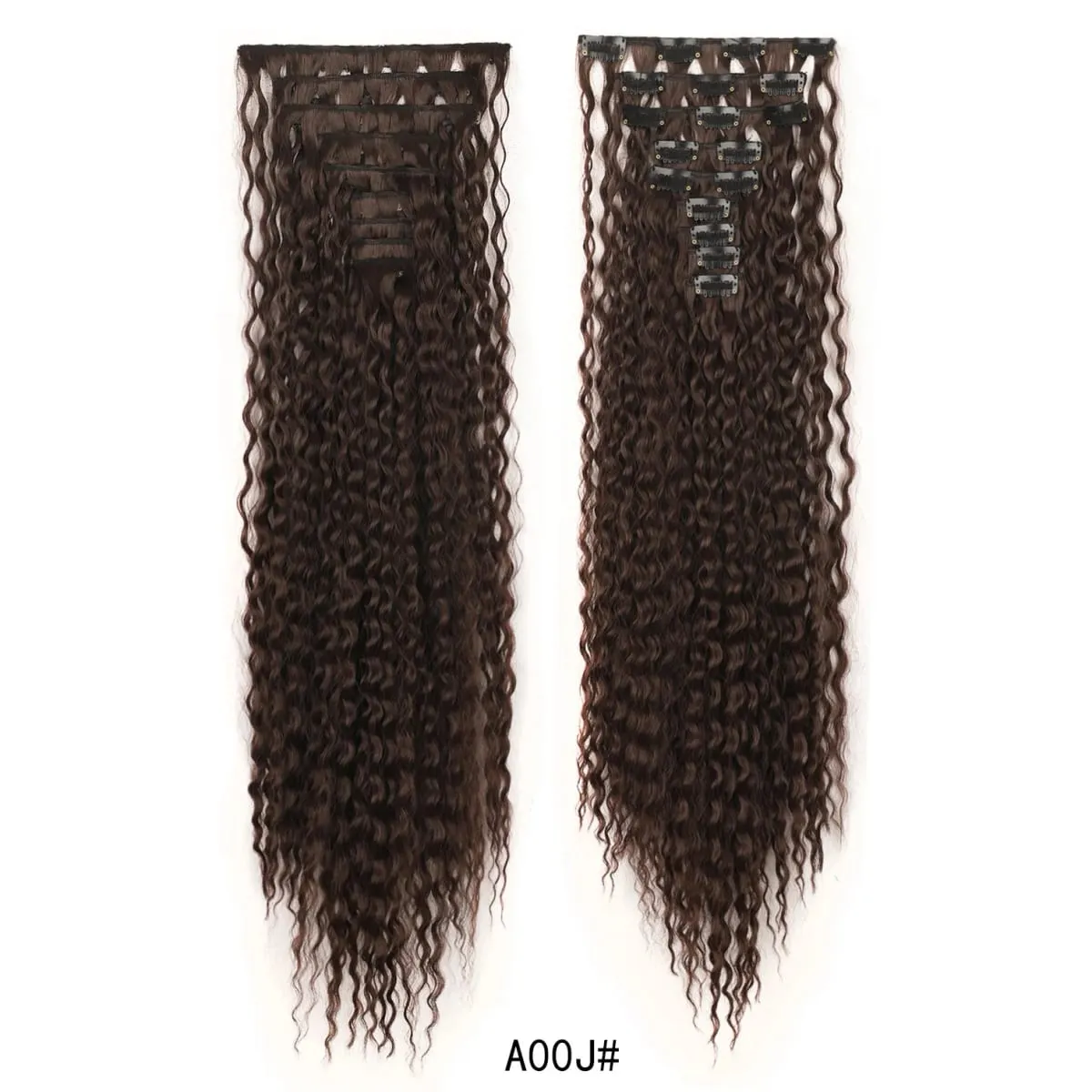 9PCS Clip in Hair Extensions 20 Inch Curly Double Weft Clip Hair Extension Kinky Curly Long Soft Synthetic Hairpieces for Women