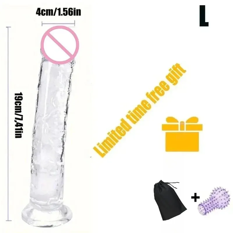Women Realistic Anal Butt Plug Transparent Dildo Suction Cup Big Dick Soft Masturbators G Spot Big Penis Adult Sex Product 18+