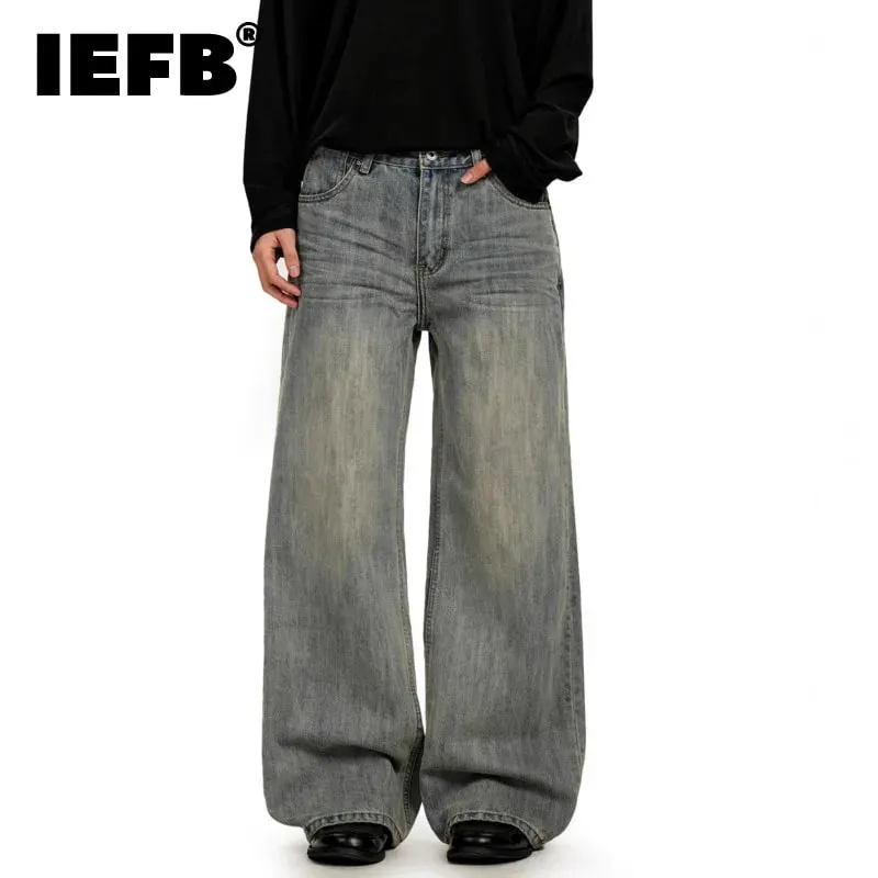 Jeans Pria Tertekan Minimalis Retro Amerika Celana Lurus Kasual Panjang Penuh Solid 2026 Berita Musim Semi 9X1974