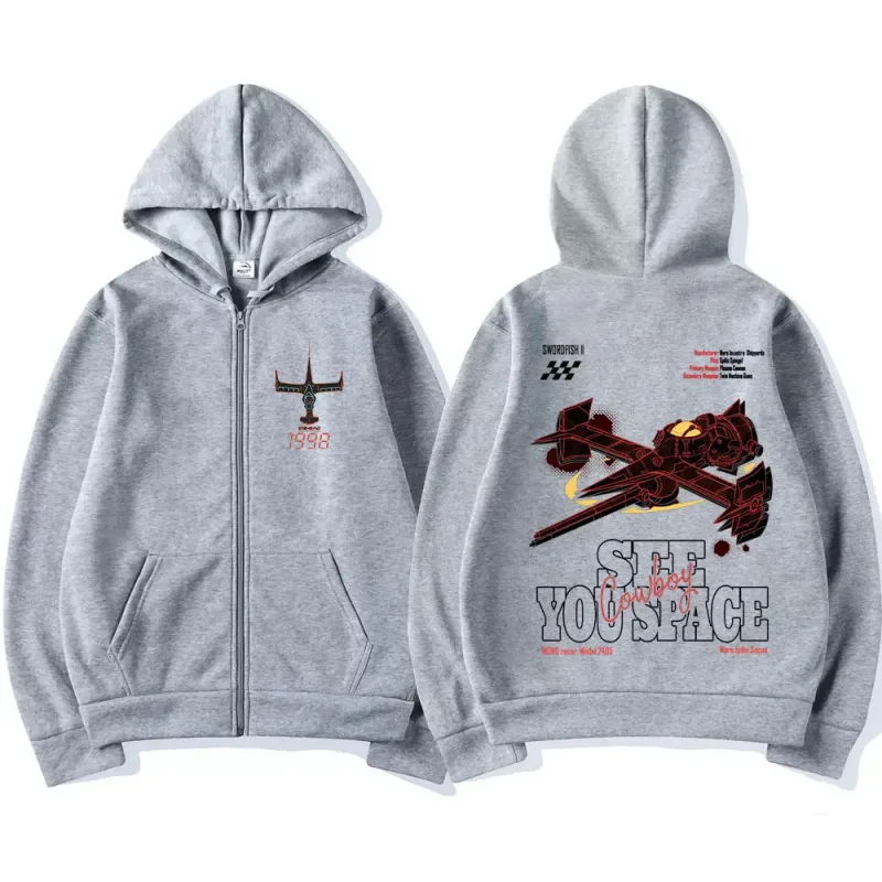 Manga Cowboy Bebop Spike Spiegel Zip Up Hoodies Men's Women Fashion Long Sleeves Oversized Zipper Sweatshirts Pullovers Coats