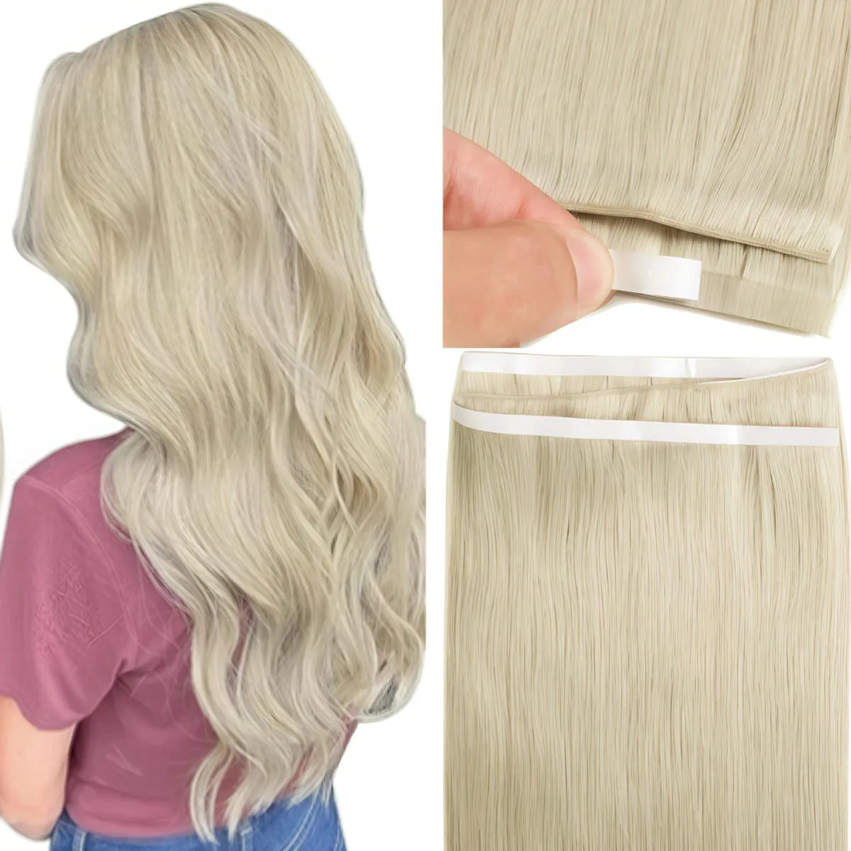 [NEW] Full Shine 50G One Piece Invisible Genius Hair Extensions Tape-In Real Human Hair Remy Skin Weft Thick Ends For Women