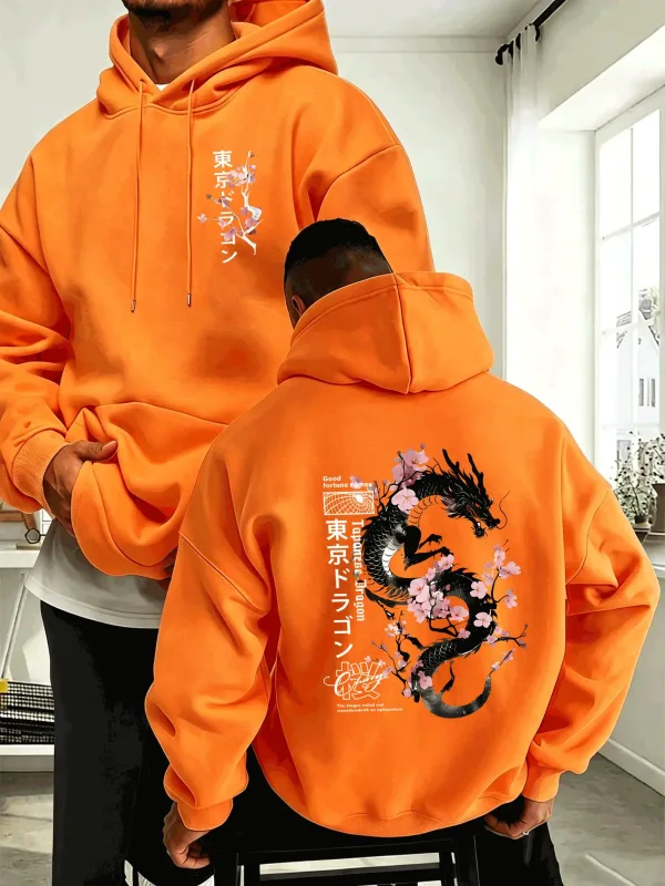 Japanese Tokyo Sword Cherry Blossom Printing Men'S Hoody Autumn Loose Hoodies Casual Fleece Sportswear Comfortable Pullovers