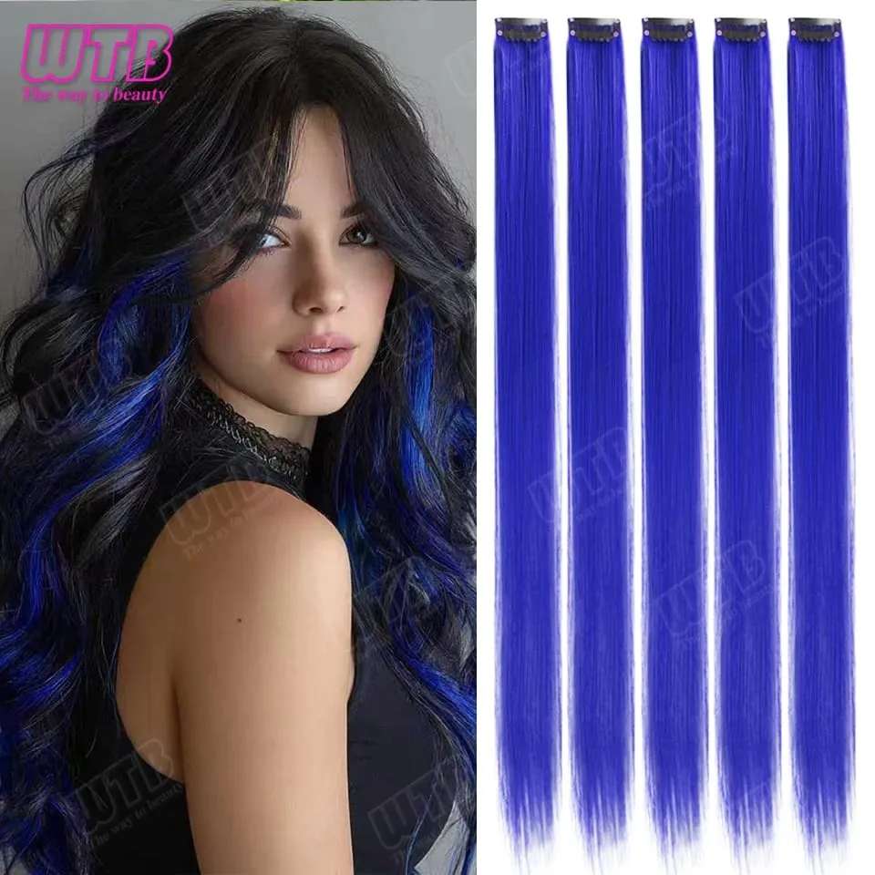 5Pcs Synthetic Wig BB Clip Style Color Straight Hair Extension Wig Suitable for Women and Girls to Wear at Holidays and Parties