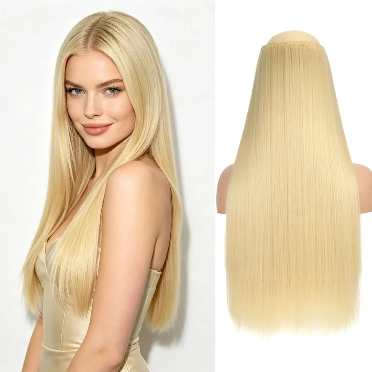 Synthetic 5 Clips in one piece hair extensions 22inch long straight clip in hair for women girls daily party holiday